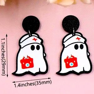 New Halloween Ghost Earrings Cute Acrylic Handmade Jewelry